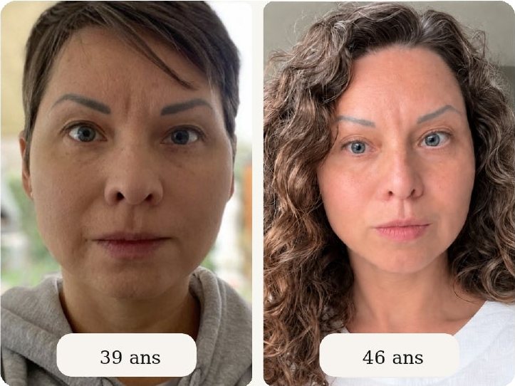 Natallia à 39 ans et à 46 ans